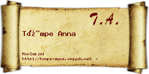 Tömpe Anna névjegykártya